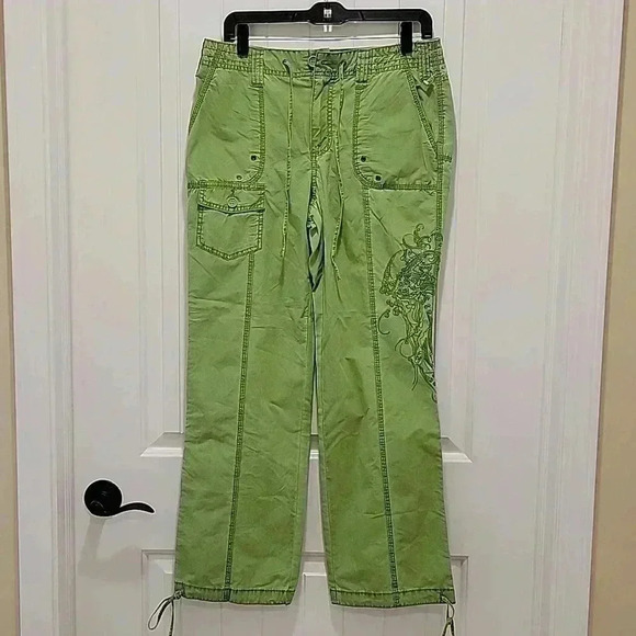 Caribbean Joe Cargo Lime Green Cotton Embroidered Detail Size 8P - Picture 8 of 8